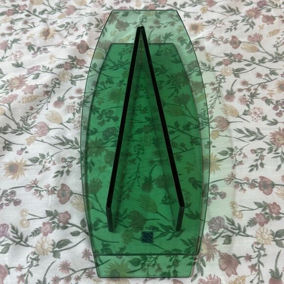 Green Post Modern V-Shaped Art Ghost Vase CG Glass Norway - Picture 5 of 7
